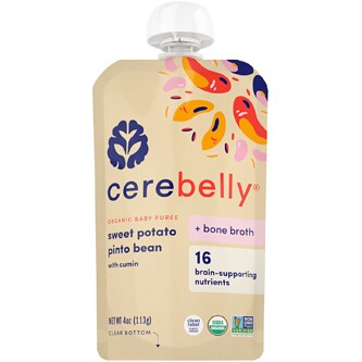 Cerebelly Organic Baby Food Puree, Sweet Potato, Pinto Bean with Cumin & Chicken Bone Broth