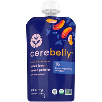 Cerebelly Organic Baby Food Puree, Black Bean & Sweet Potato with Avocado Oil