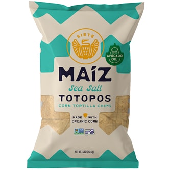 Siete Maiz Totopos Corn Tortilla Chips, Sea Salt