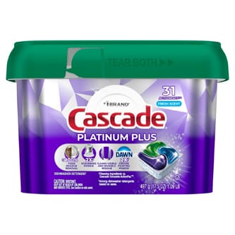 Cascade Platinum Plus ActionPacs Dishwasher Detergent, Fresh Scent