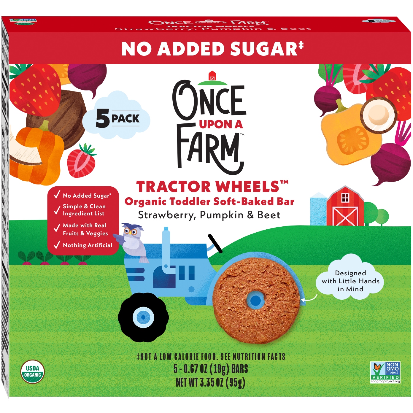 Once Upon a Farm Tractor Wheel Soft-Baked Bars, Strawberry, Pumpkin & Beet