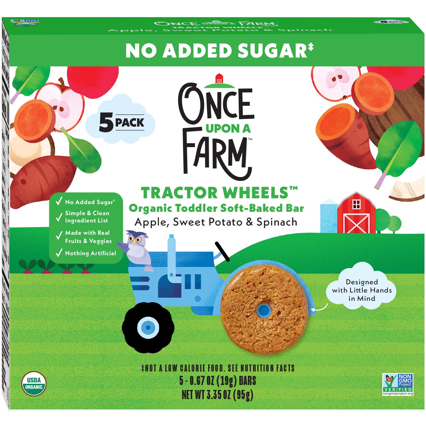 Once Upon a Farm Tractor Wheel Soft Baked Bars, Apple, Sweet Potato & Spinach