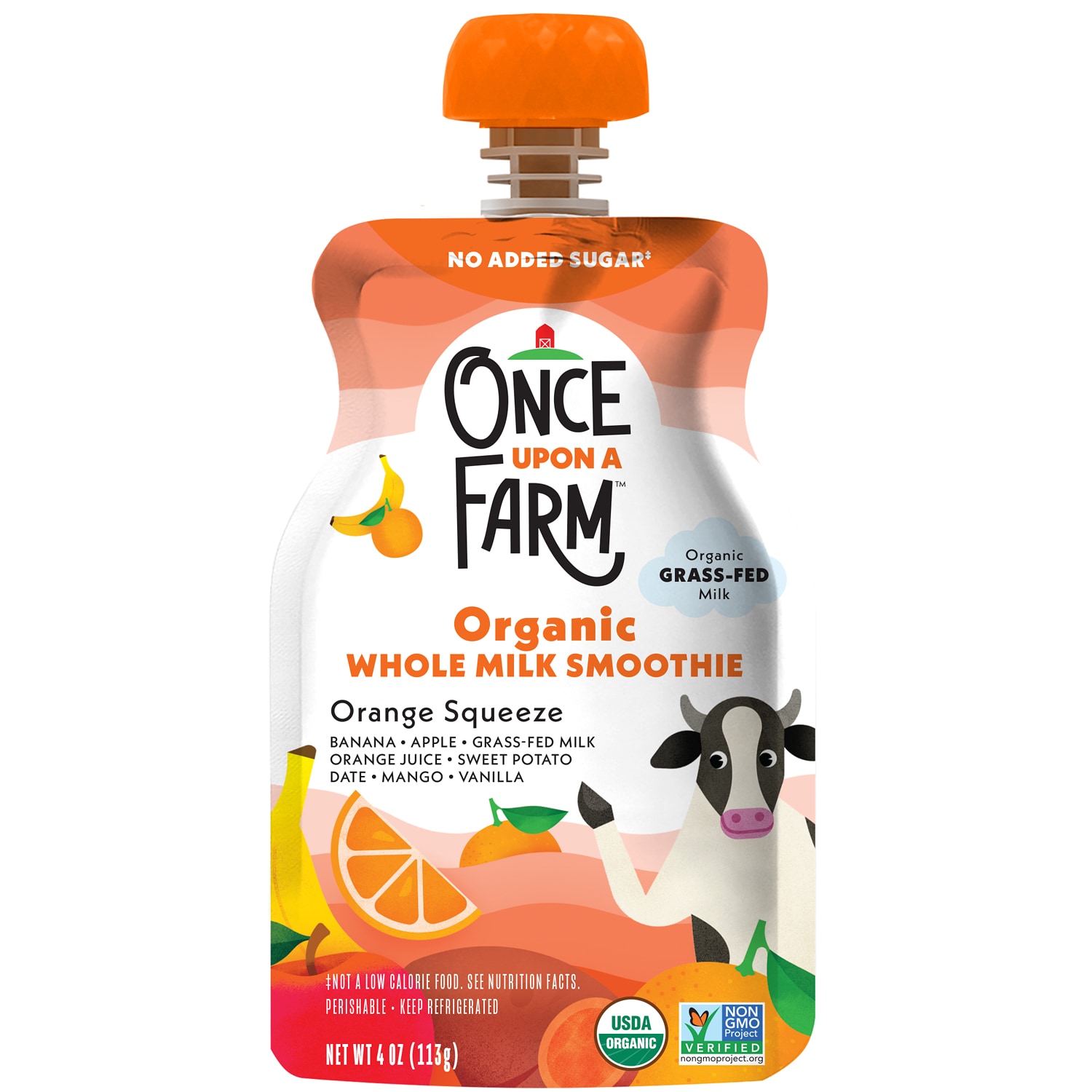 Once Upon a Farm Organic Whole Milk Smoothie, Orange Squeeze