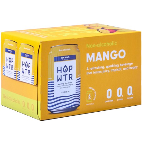 HOP WTR Non-Alcoholic Sparkling Hop Water, Mango, Cans