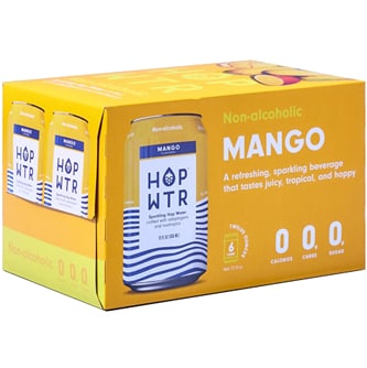 HOP WTR Non-Alcoholic Sparkling Hop Water, Mango, Cans