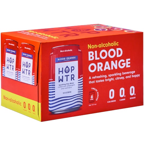 HOP WTR Non-Alcoholic Sparkling Hop Water, Blood Orange, Cans