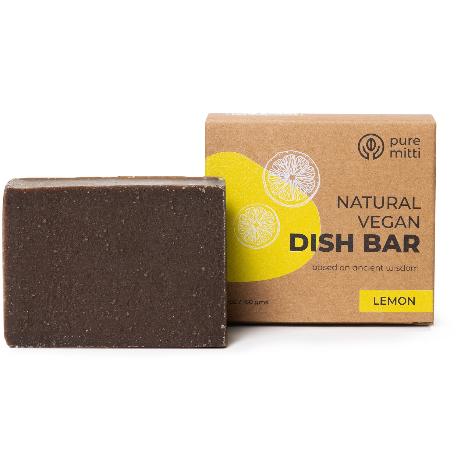 Pure Mitti Natural Vegan Dish Bar, Lemon