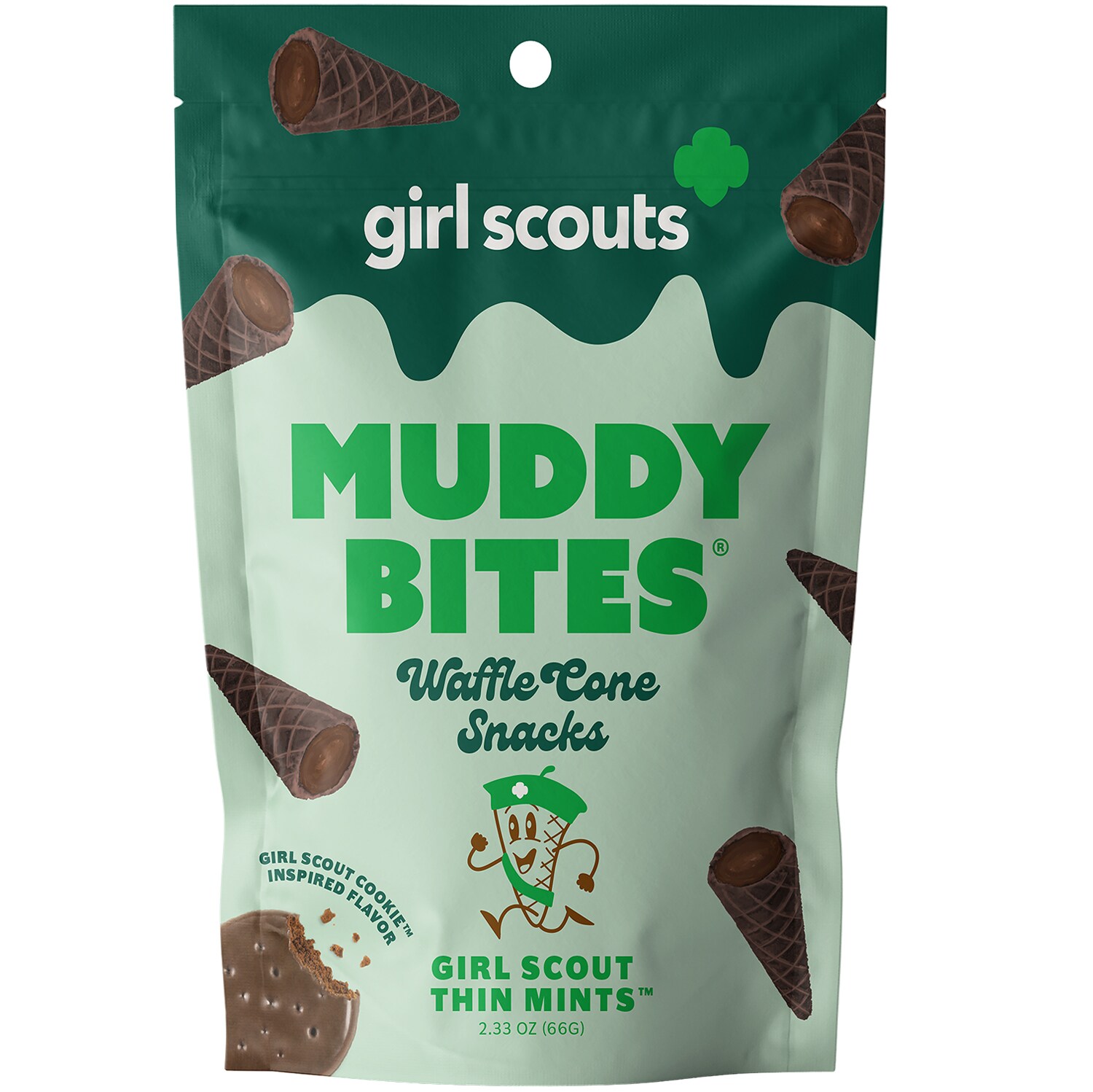 Muddy Bites Waffle Cone Snacks, Girl Scout Thin Mints