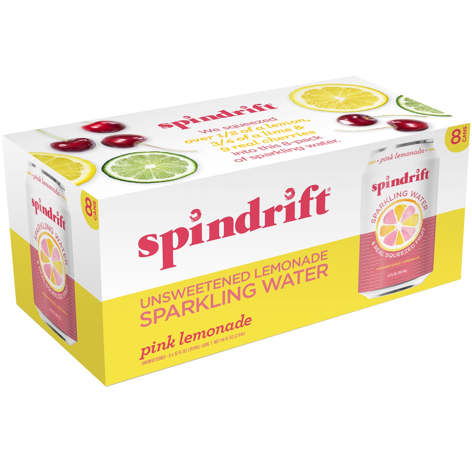 Spindrift Sparkling Water, Pink Lemonade, Cans