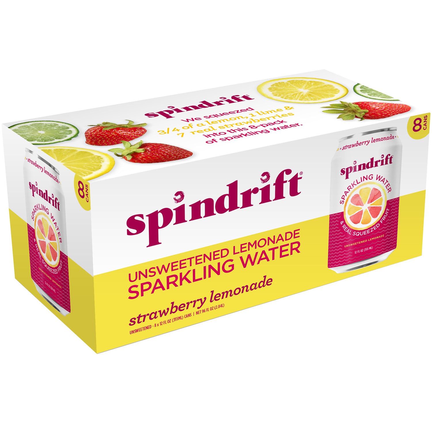 Spindrift Sparkling Water, Strawberry Lemonade, Cans