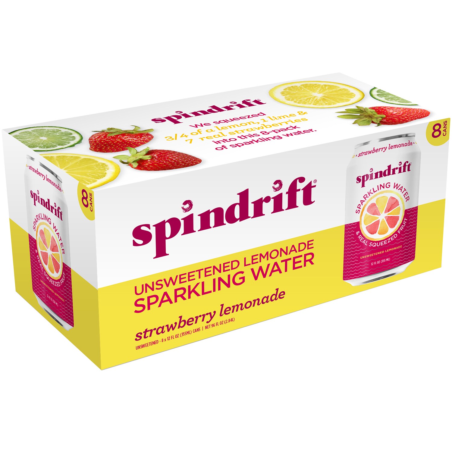 Spindrift Sparkling Water, Strawberry Lemonade, Cans