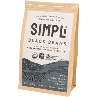 SIMPLi Regenerative Organic Black Beans, Dry