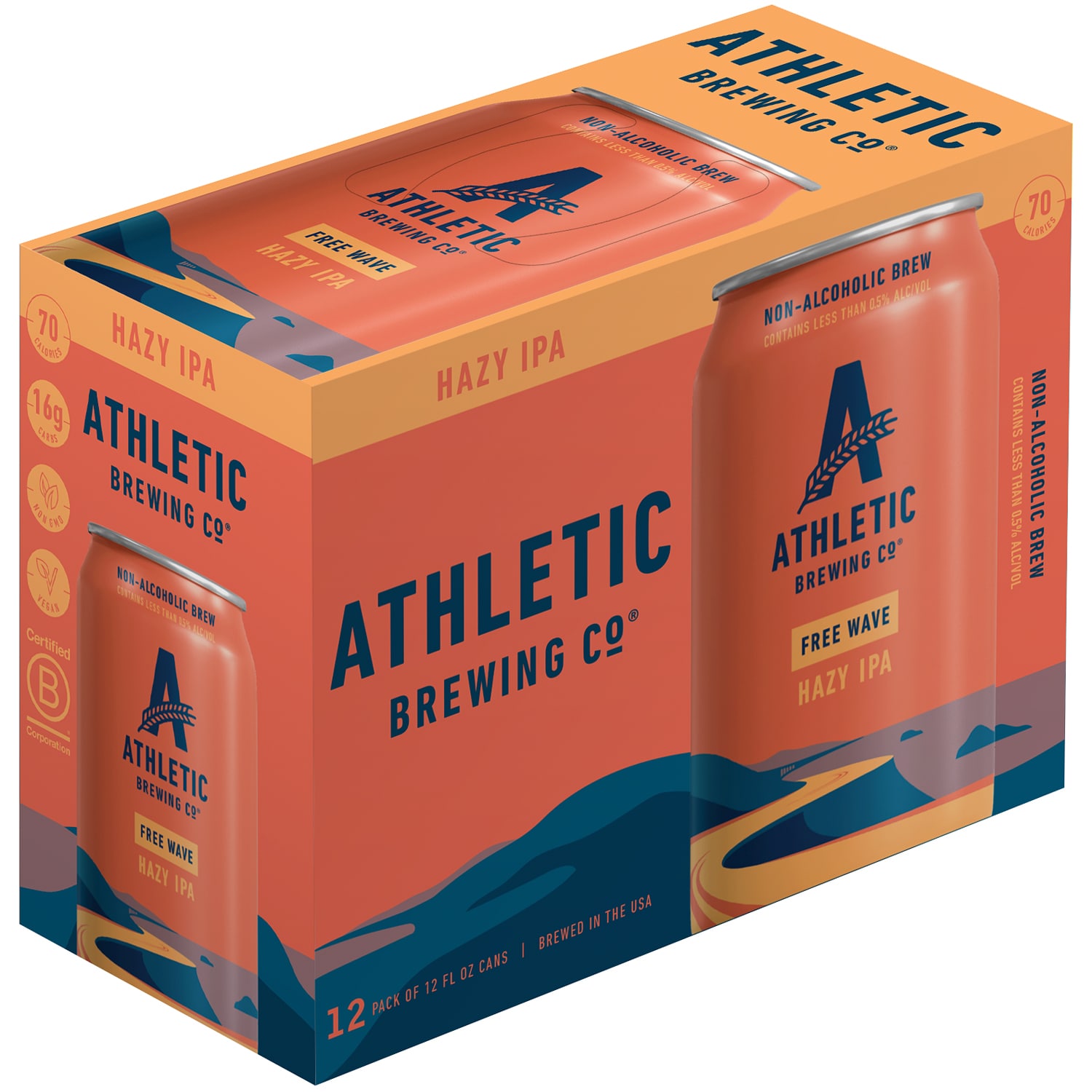 Athletic Brewing Co. Free Wave Non-Alcoholic Hazy IPA, Cans, nonalcoholic beer