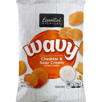 Essential Everyday Wavy Potato Chips, Cheddar & Sour Cream