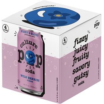 Culture Pop, Probiotic Soda, Wild Berries & Lime, Cans