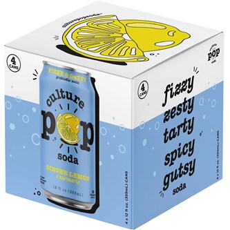 Culture Pop, Probiotic Soda, Ginger Lemon & Turmeric, Cans