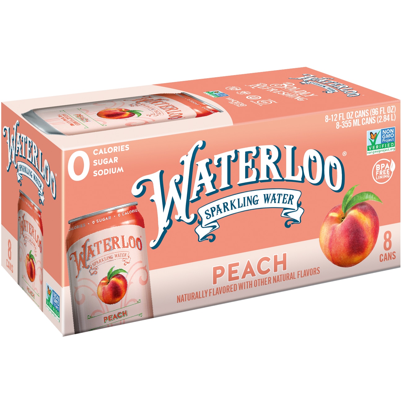 Waterloo Sparkling Water, Peach, Cans