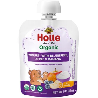Holle Organic Yogurt Pouch, Blueberries, Apple & Banana