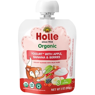 Holle Organic Yogurt Pouch, Apple, Banana & Berries