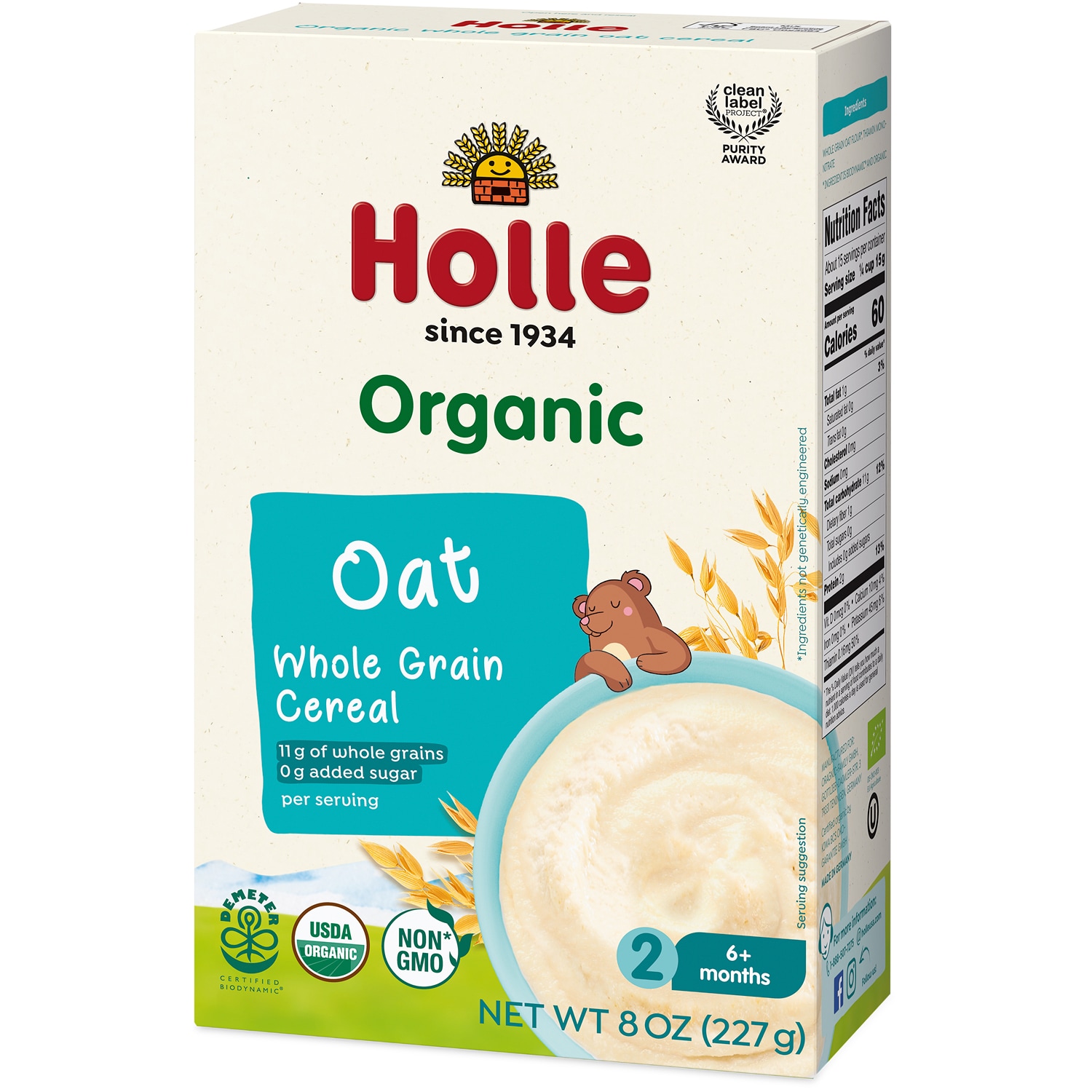 Holle Organic Whole Grain Oat Cereal