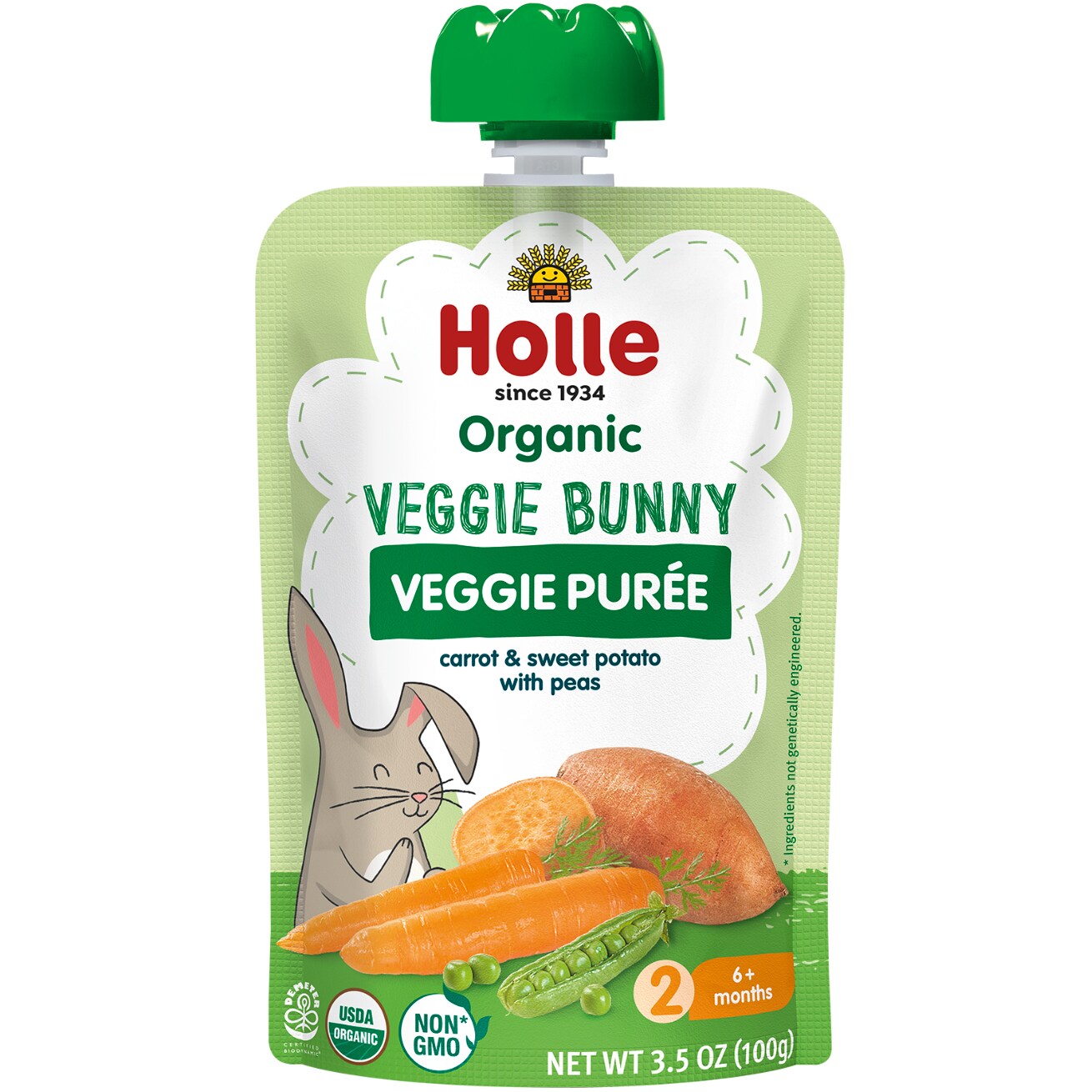 Holle Baby Food Pouch, Organic Veggie Puree, Veggie Bunny