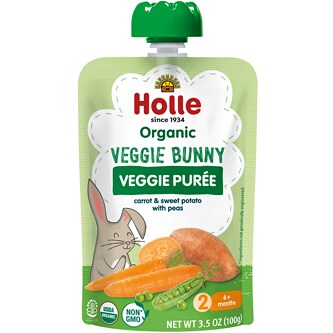 Holle Baby Food Pouch, Organic Veggie Puree, Veggie Bunny