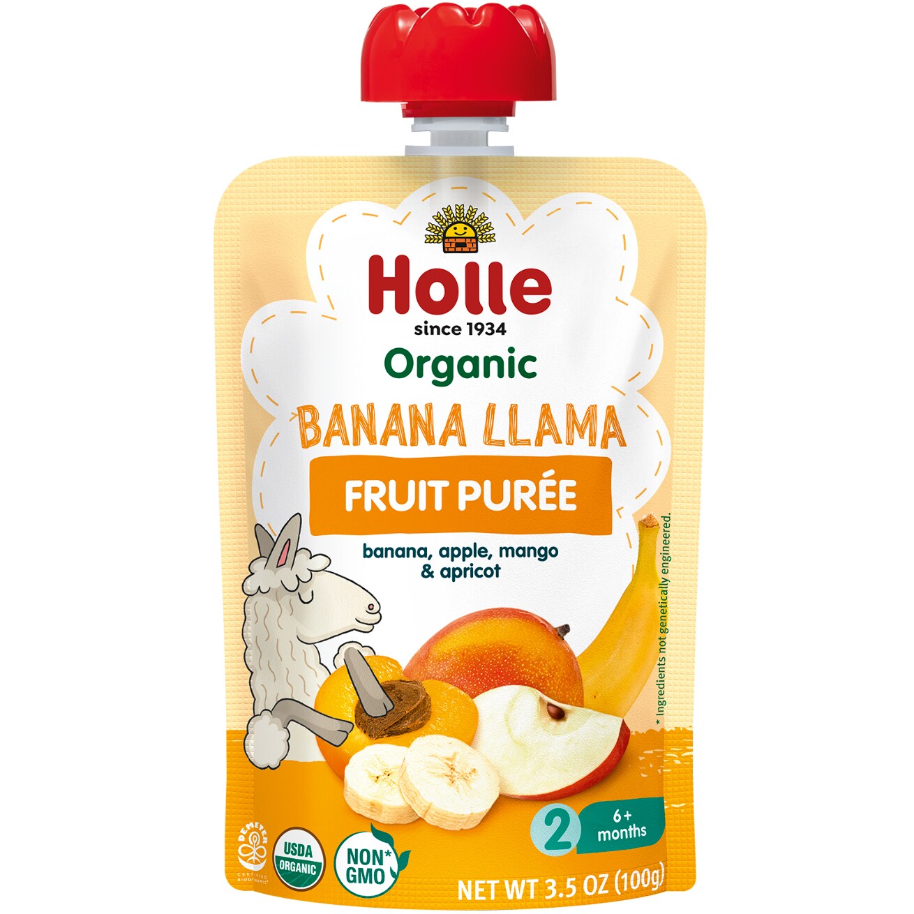 Holle Baby Food Pouch, Organic Fruit Puree, Banana Llama