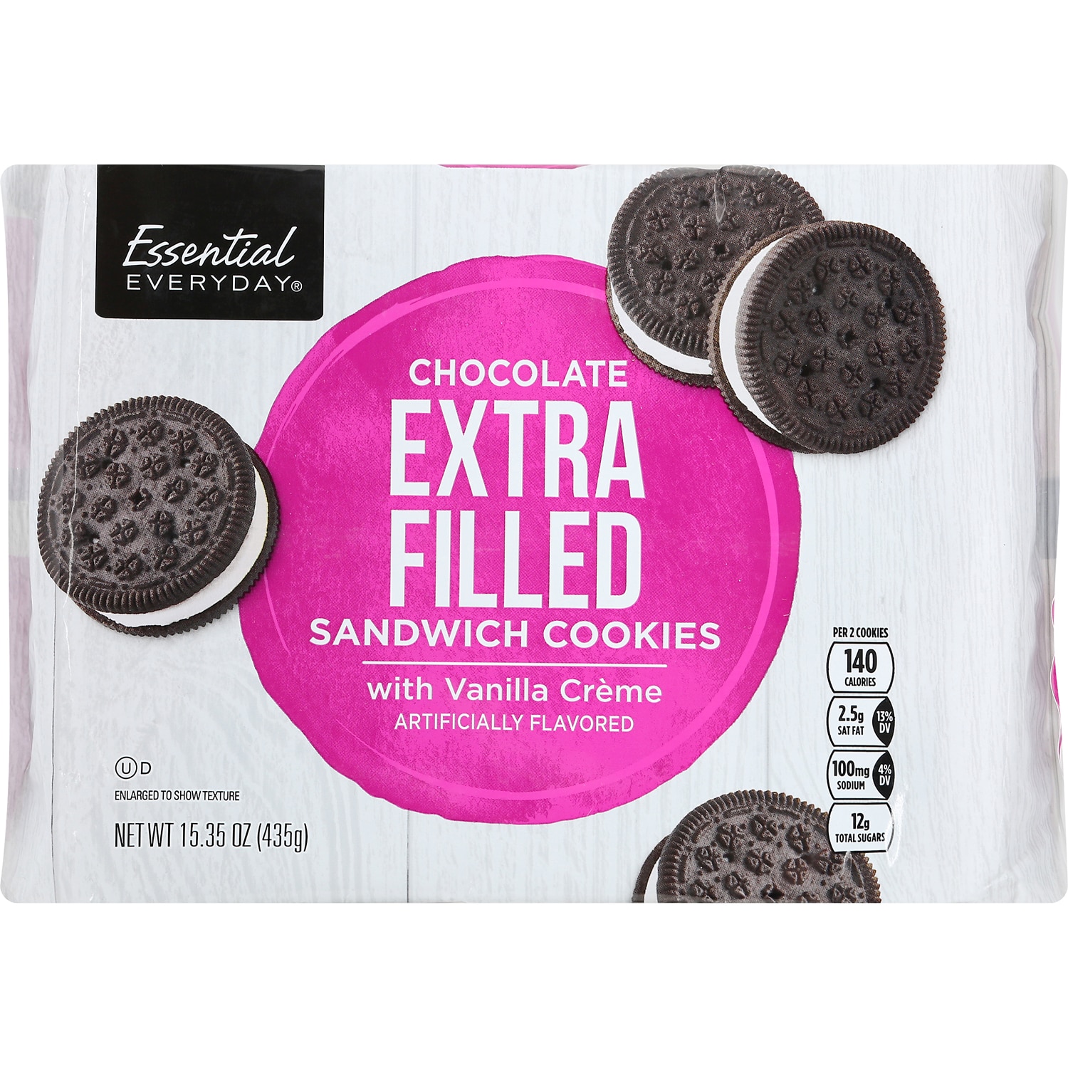 Essential Everyday Chocolate Extra Filled Sandwich Cookies With Vanilla Crème