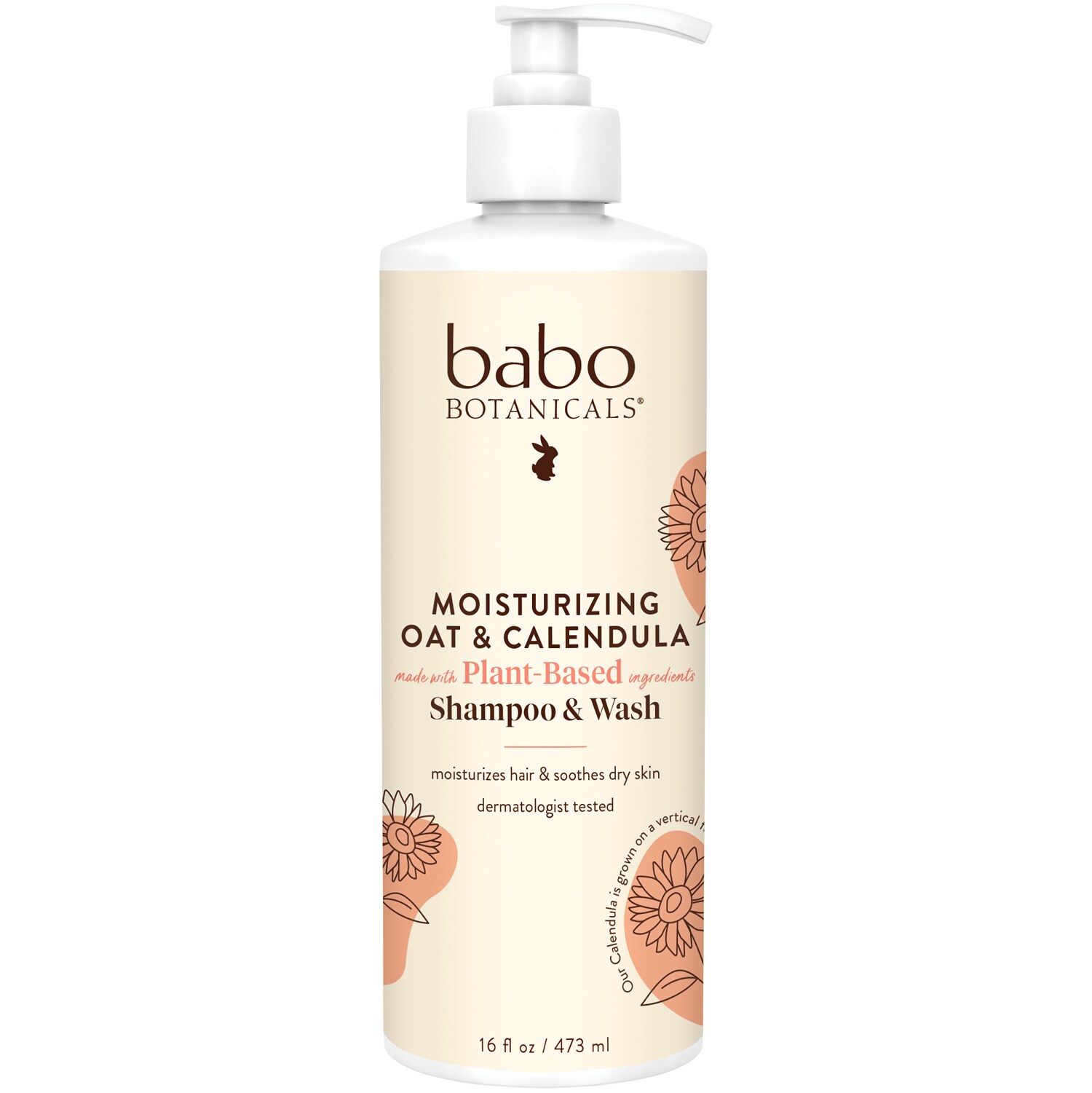 Babo Botanicals Plant-Based Shampoo & Wash, Moisturizing Oat & Calendula