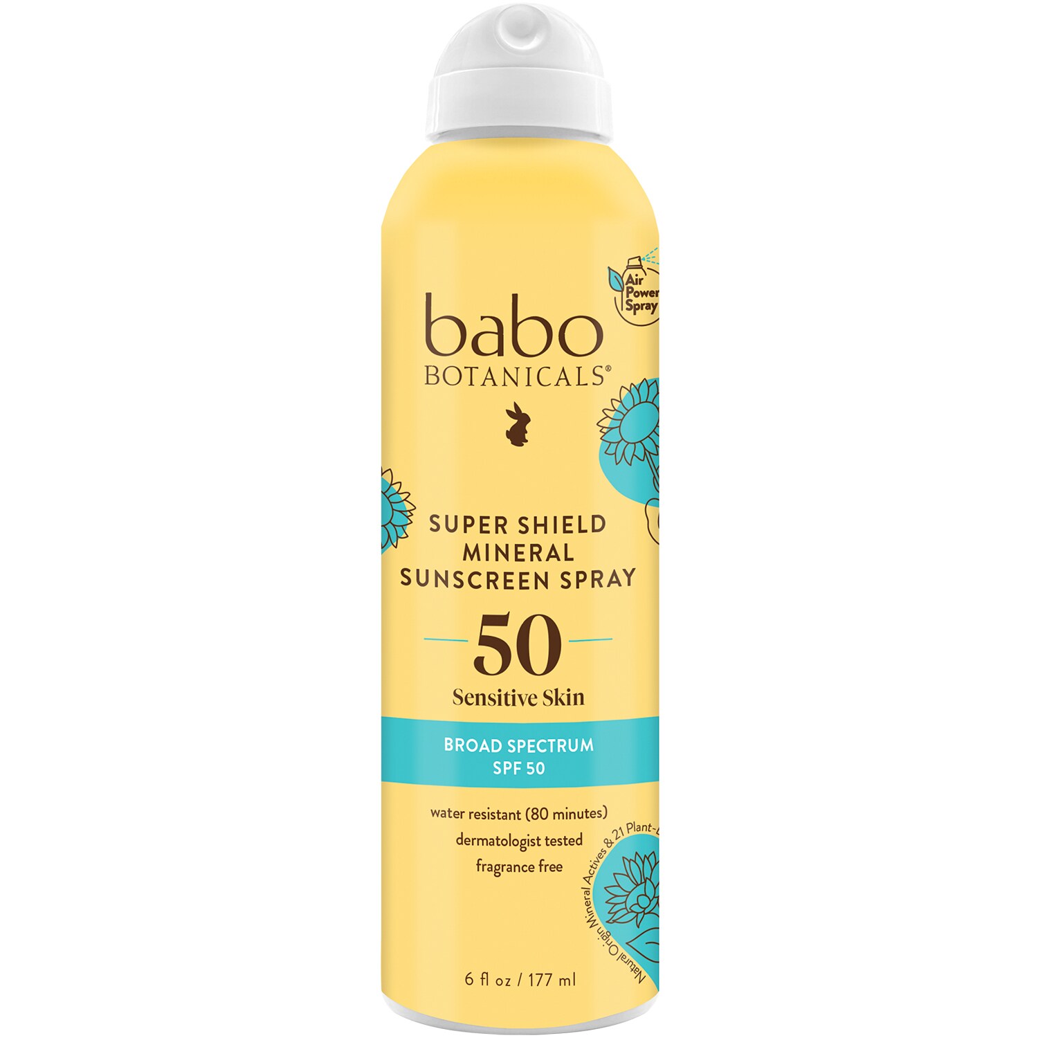 Babo Botanicals Super Shield Mineral Sunscreen Spray, SPF50, Fragrance Free
