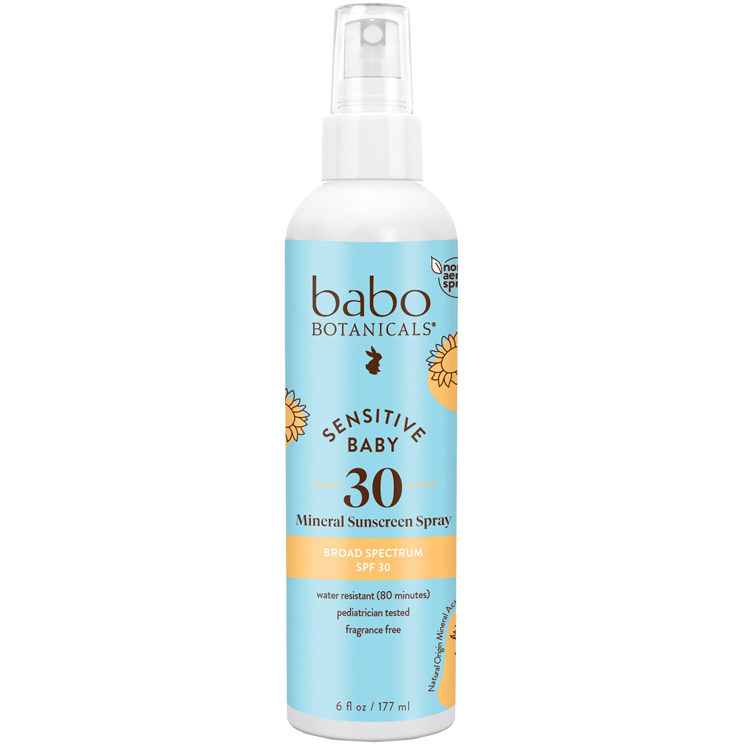 Babo Botanicals Sensitive Baby Mineral Sunscreen Spray, SPF30, Fragrance Free