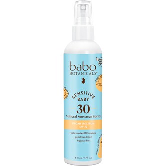 Babo Botanicals Sensitive Baby Mineral Sunscreen Spray, SPF30, Fragrance Free