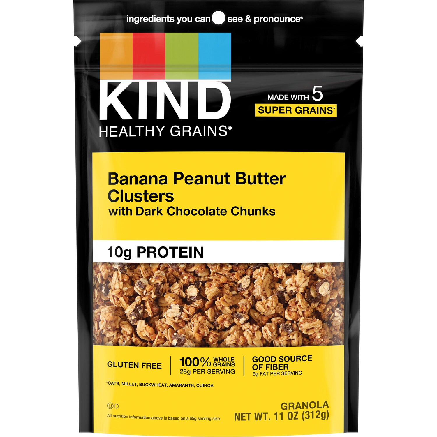 KIND Healthy Grains Granola, Banana Peanut Butter Clusters With Dark Chocolate Chunks