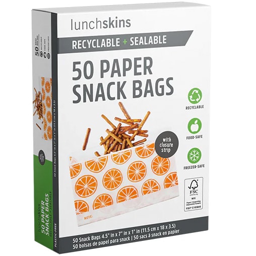 Lunchskins Paper Snack Bags, Orange