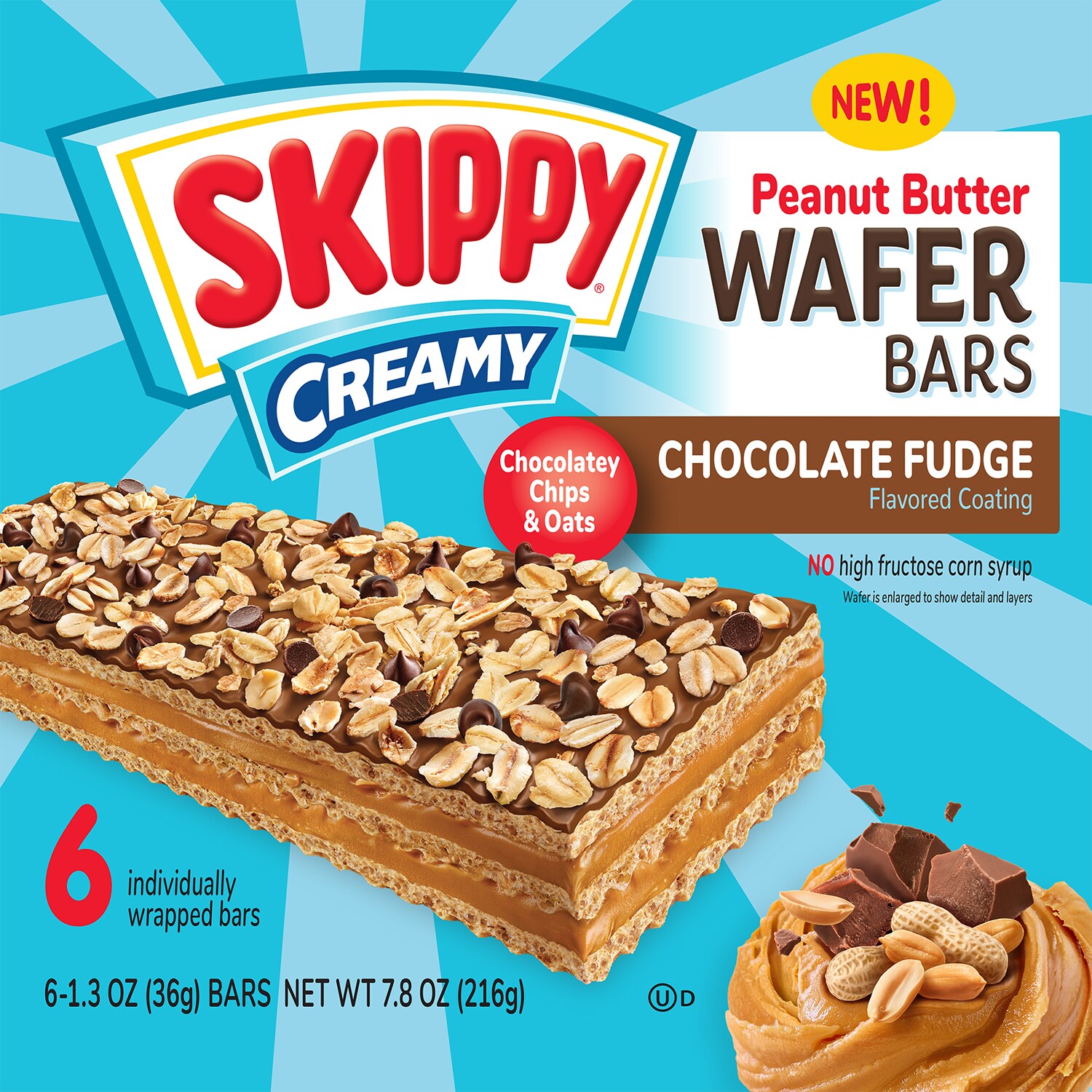 Skippy Creamy Wafer Bars, Peanut Butter & Chocolate Fudge