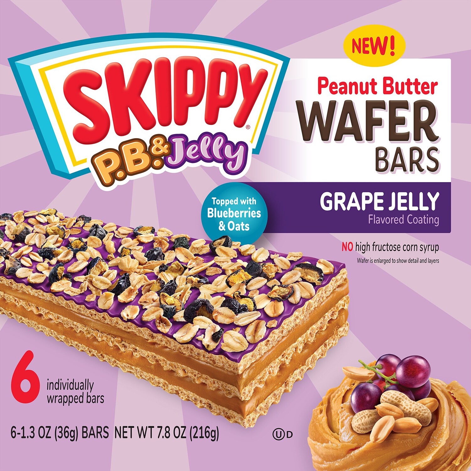 Skippy Wafer Bars, Peanut Butter & Grape Jelly Coated