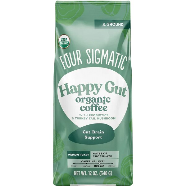 Four Sigmatic Organic Medium Roast Ground Coffee, Happy Gut