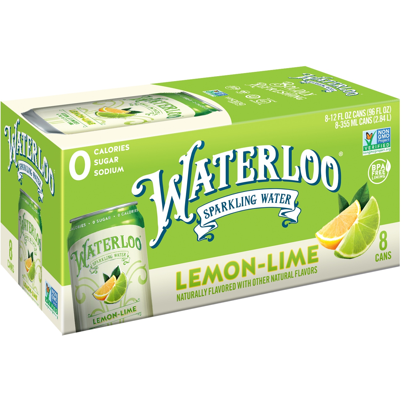 Waterloo Sparkling Water, Lemon-Lime, Cans