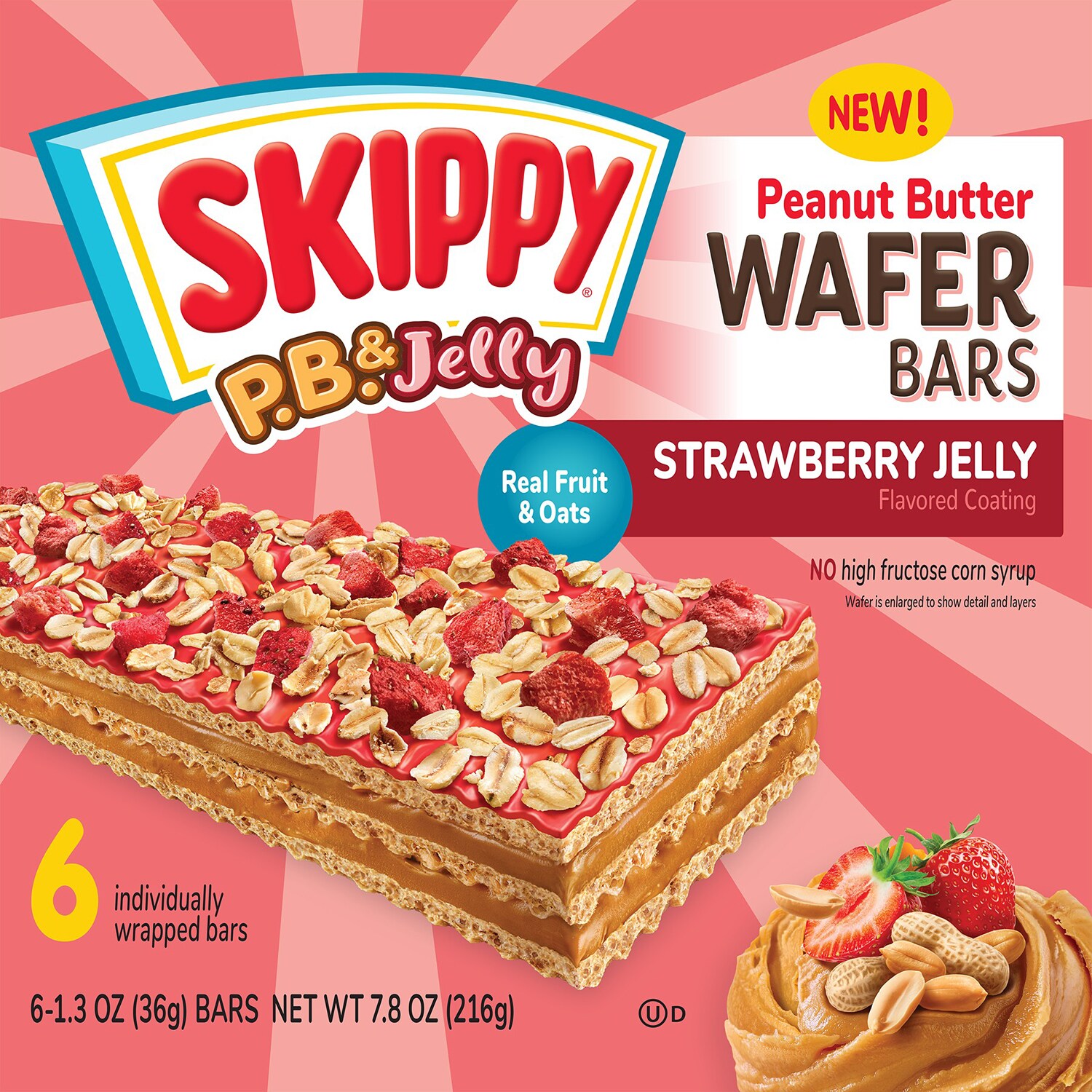 Skippy Wafer Bars, Peanut Butter & Strawberry Jelly Coated