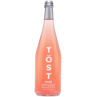 TÖST Non-Alcoholic Sparkling Rosé, White Tea, Ginger & Elderberry, Glass Bottle