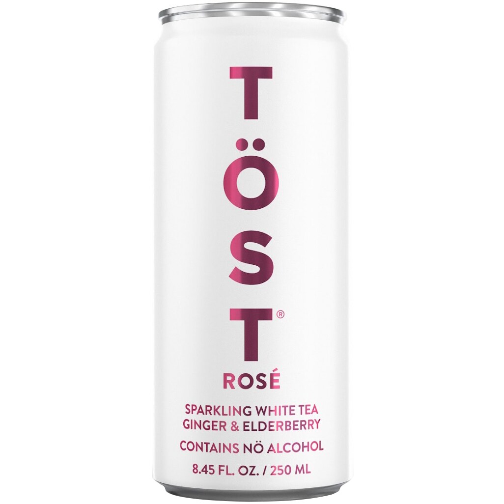 TÖST Non-Alcoholic Sparkling Rosé, White Tea, Ginger & Elderberry, Can