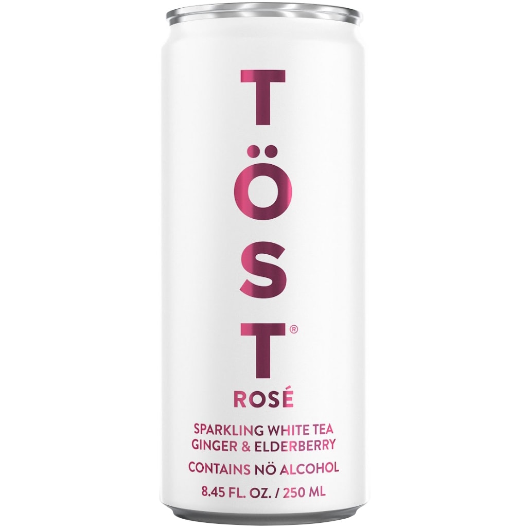 TÖST Non-Alcoholic Sparkling Rosé, White Tea, Ginger & Elderberry, Can