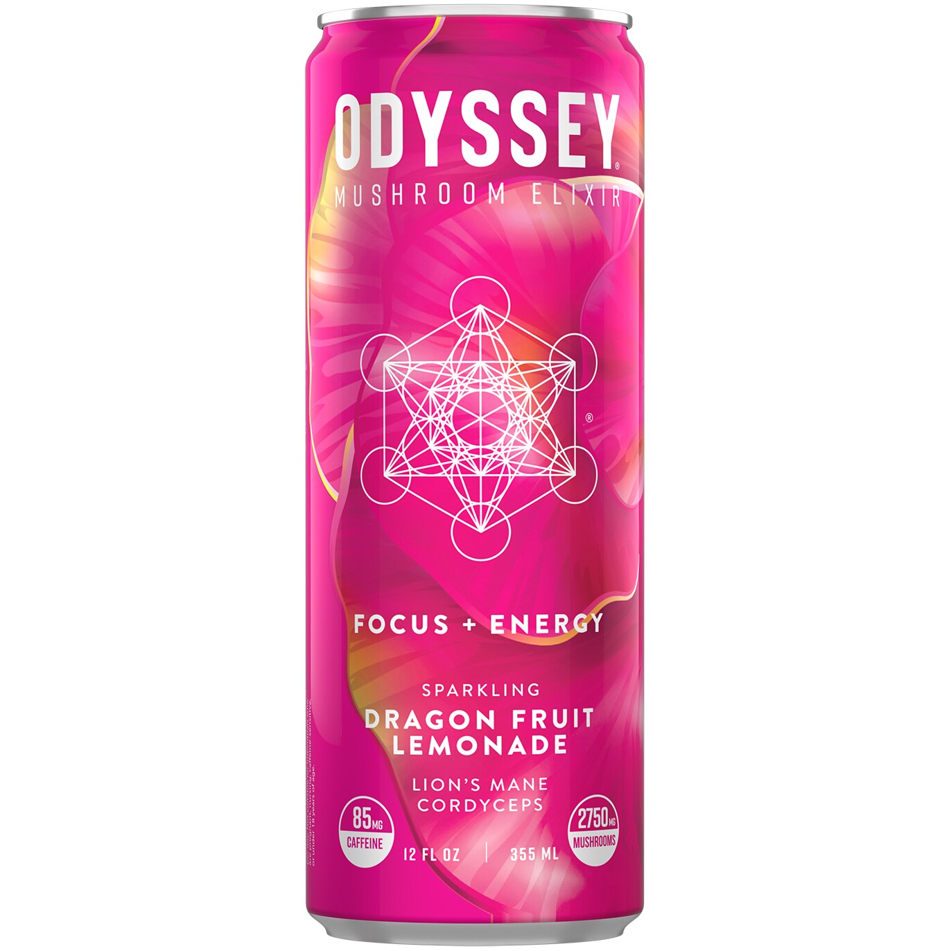 Odyssey Elixir Sparkling Energy Drink, Dragon Fruit Lemonade, Can