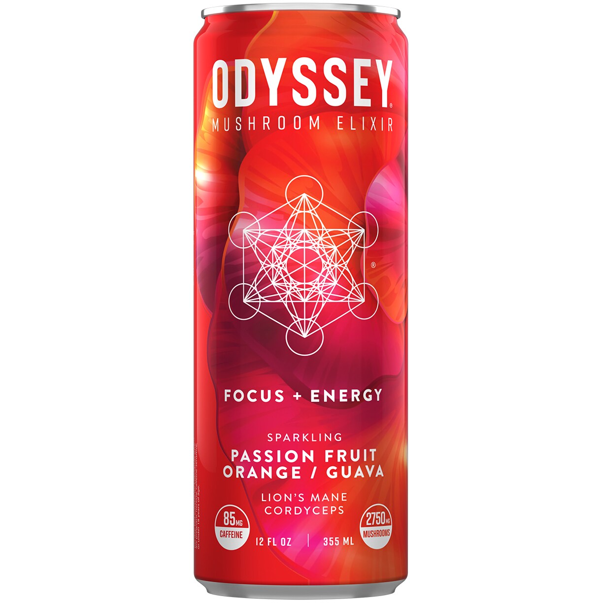 Odyssey Elixir Sparkling Energy Drink, Passion Fruit Orange Guava, Can