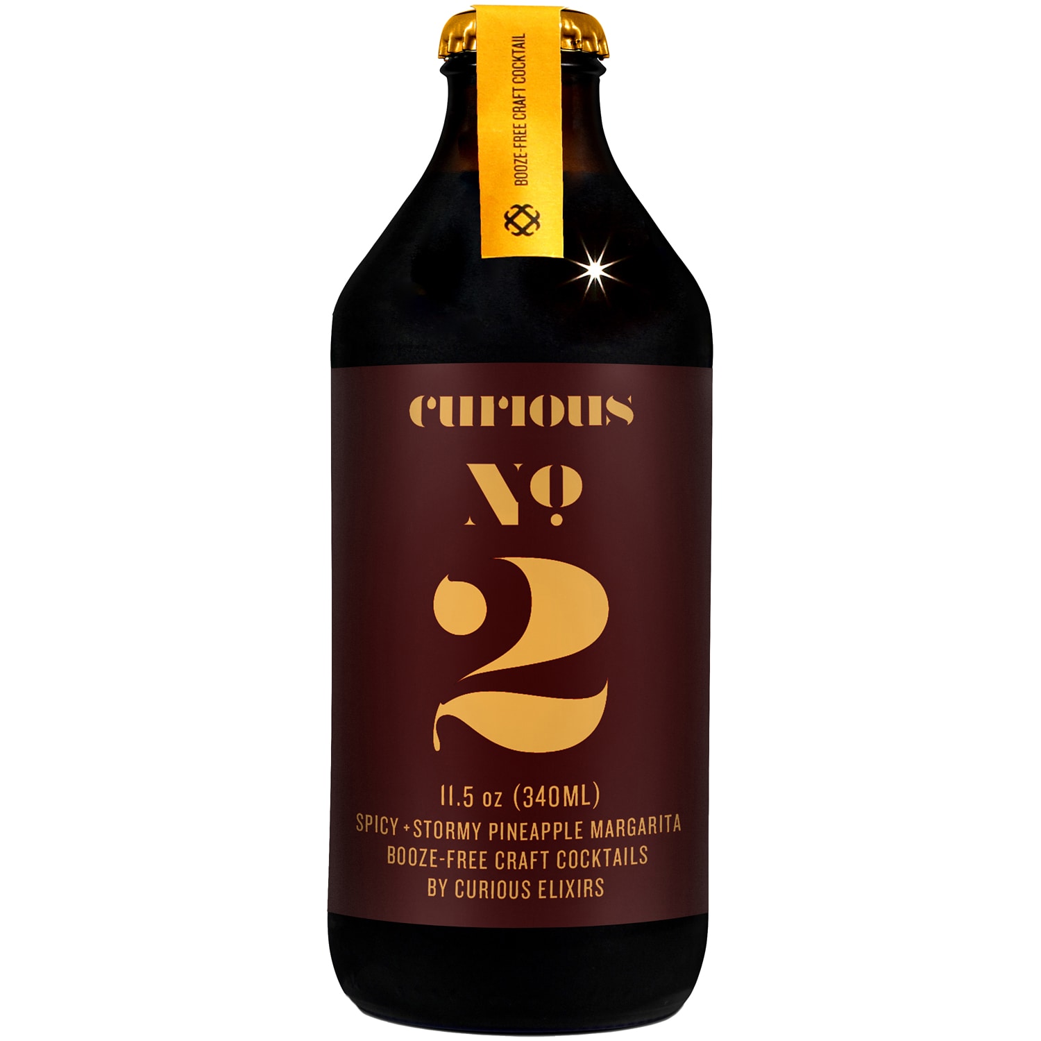 Curious Elixirs No. 2 Non-Alcoholic Spicy + Stormy Pineapple Margarita, Glass Bottle