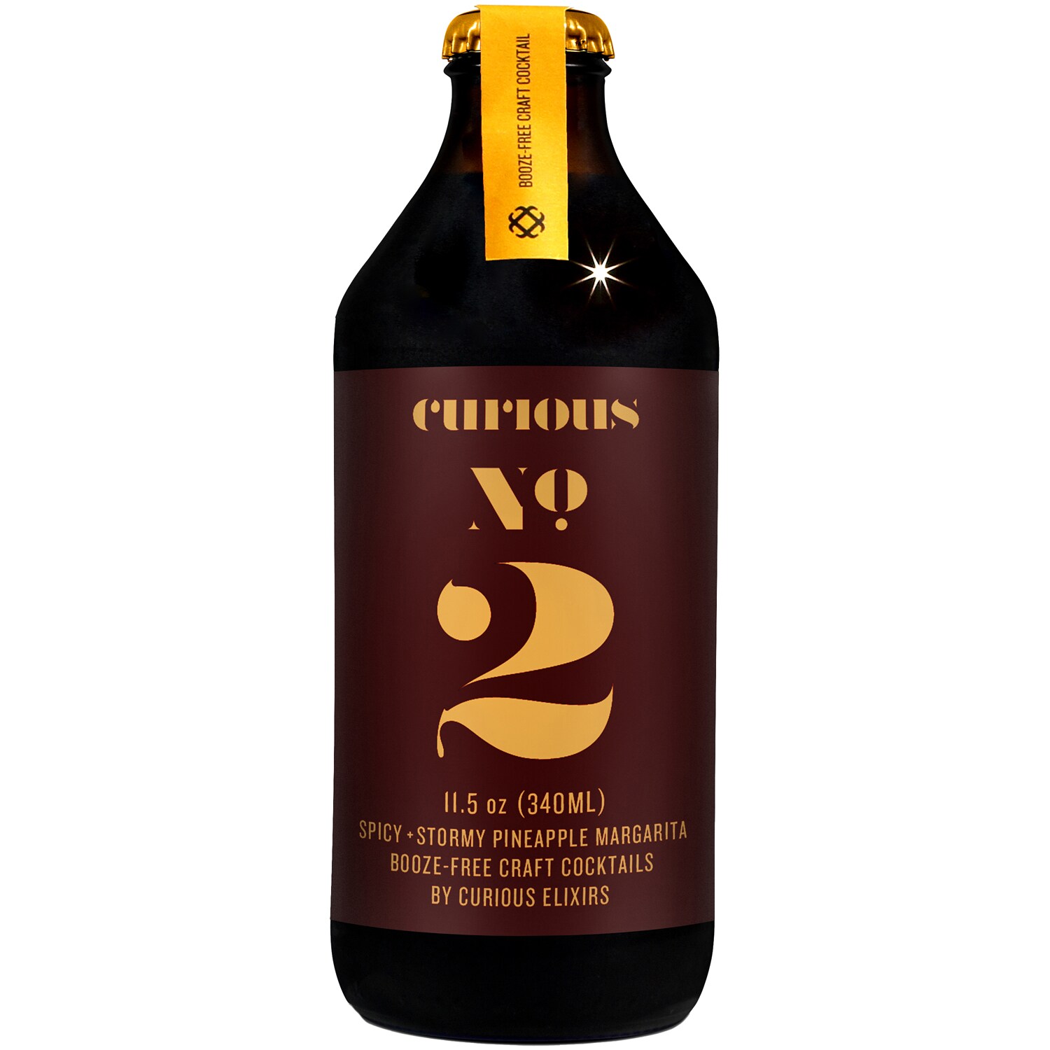 Curious Elixirs No. 2 Non-Alcoholic Spicy + Stormy Pineapple Margarita, Glass Bottle