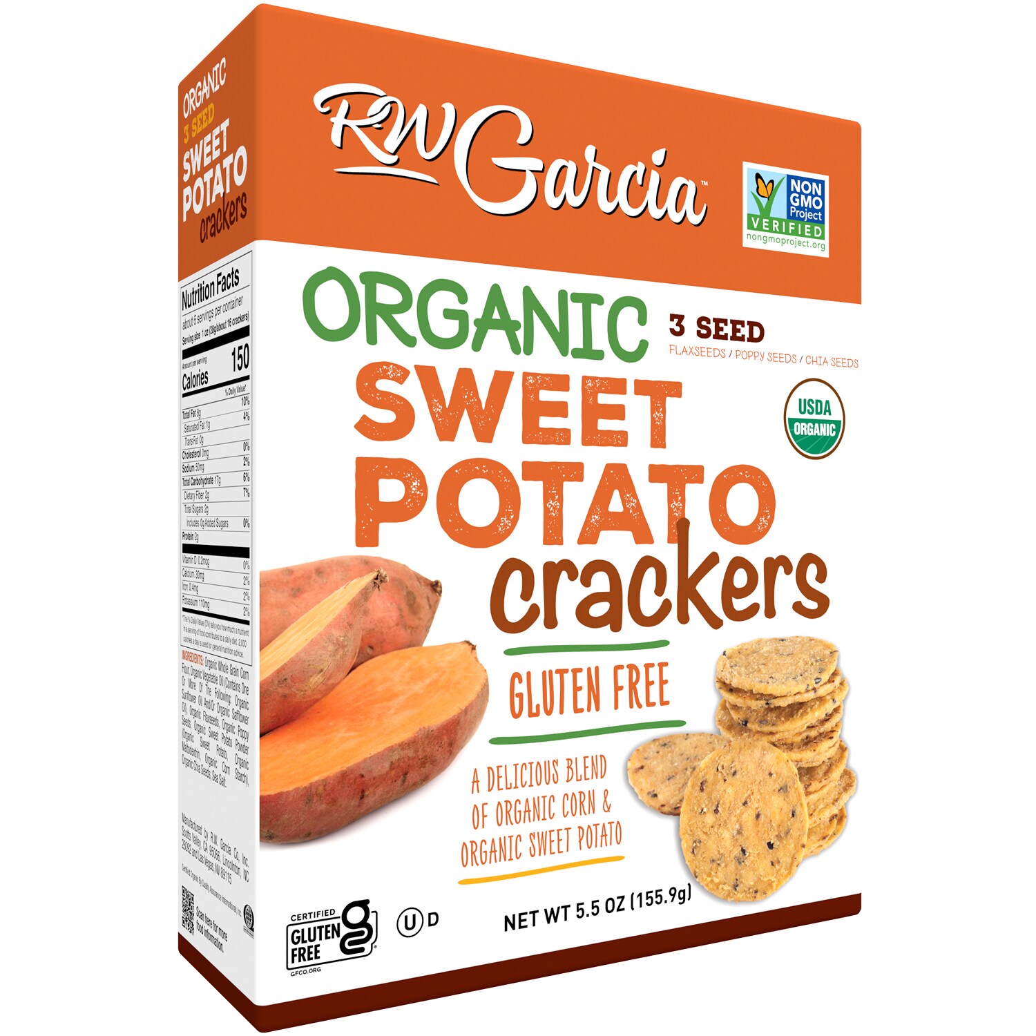 R.W. Garcia Organic Crackers, Sweet Potato