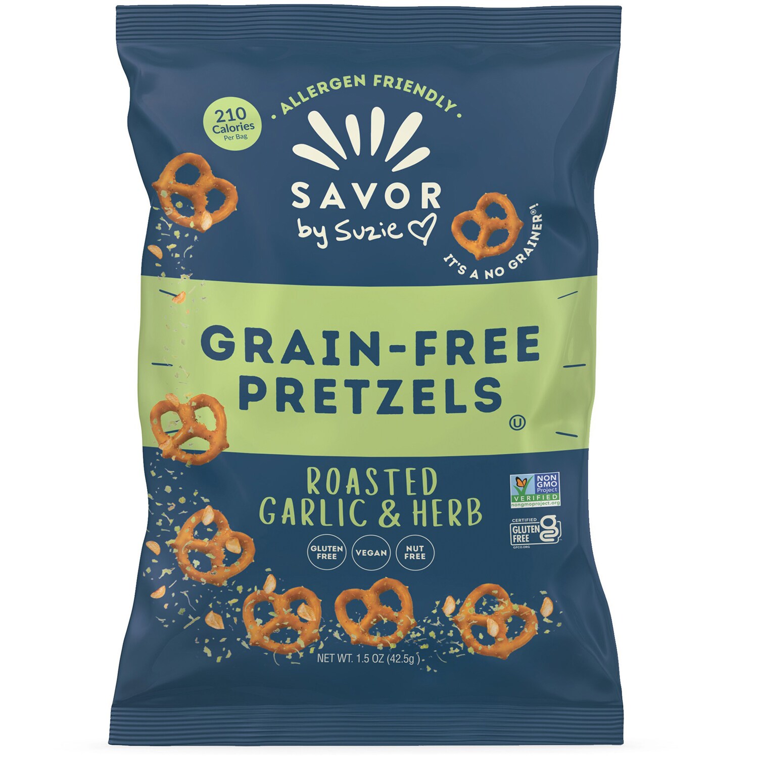 Savor By Suzie Grain-Free, Roasted Garlic & Herb Pretzels