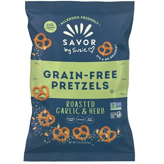 Savor By Suzie Grain-Free, Roasted Garlic & Herb Pretzels