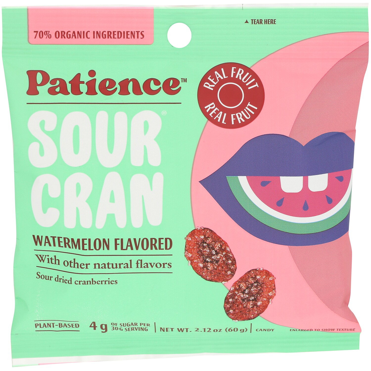 Patience SourCran, Dried Cranberries Watermelon Flavor